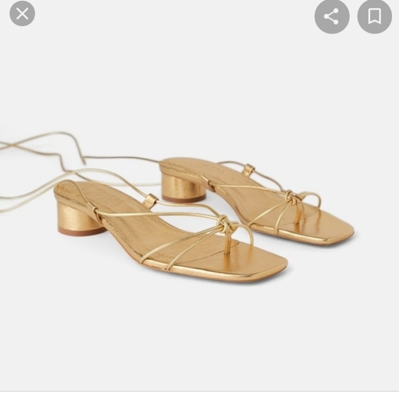Zara | Shoes | Zara Gold Sandals | Poshmark